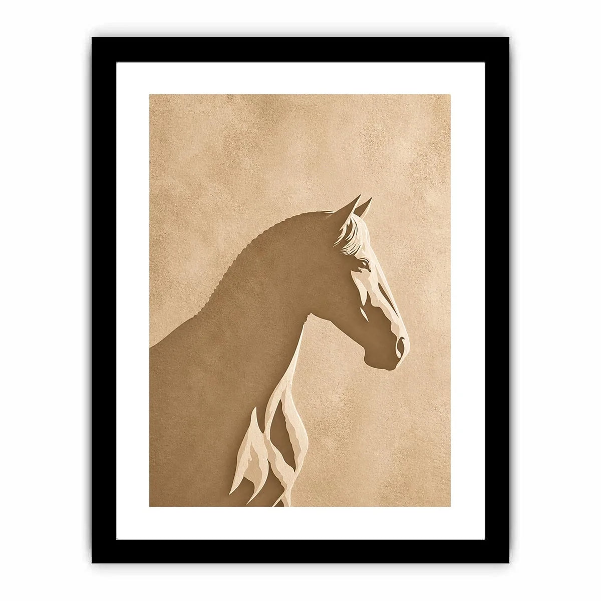 minimalist horse silhouette neutral beige wall art modern animal canvas decor