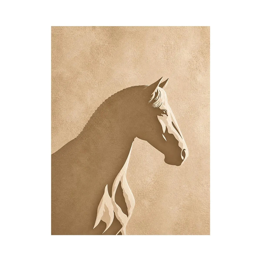 minimalist horse silhouette neutral beige wall art modern animal canvas decor