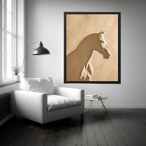 minimalist horse silhouette neutral beige wall art modern animal canvas decor