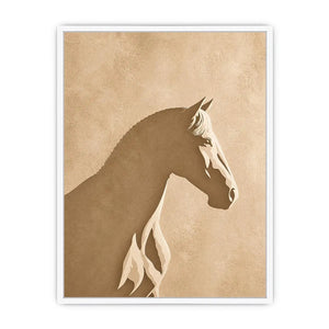 minimalist horse silhouette neutral beige wall art modern animal canvas decor
