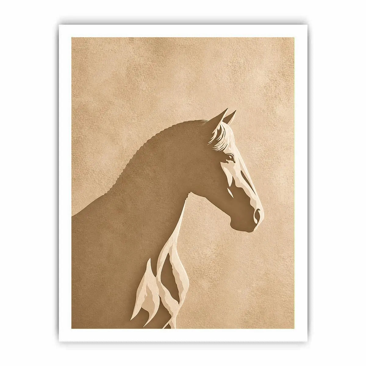 minimalist horse silhouette neutral beige wall art modern animal canvas decor