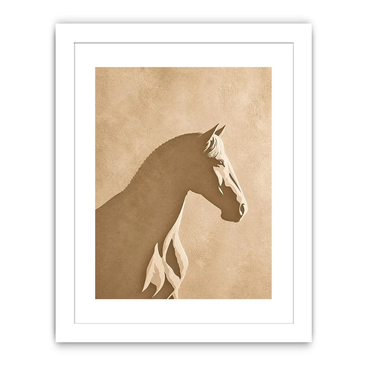 minimalist horse silhouette neutral beige wall art modern animal canvas decor