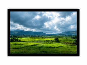 green valley landscape misty hills nature wall art calming countryside canvas