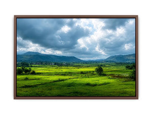 green valley landscape misty hills nature wall art calming countryside canvas