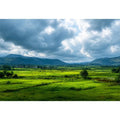 green valley landscape misty hills nature wall art calming countryside canvas