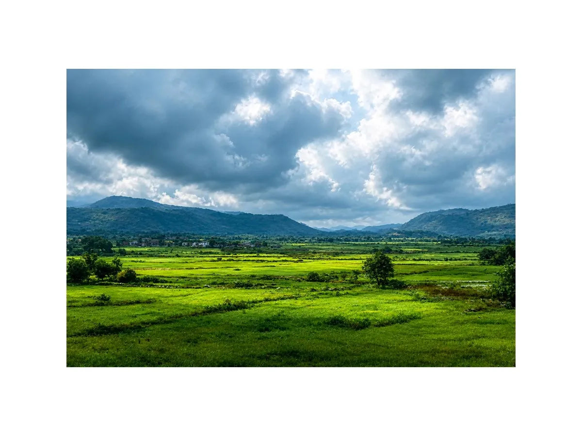 green valley landscape misty hills nature wall art calming countryside canvas