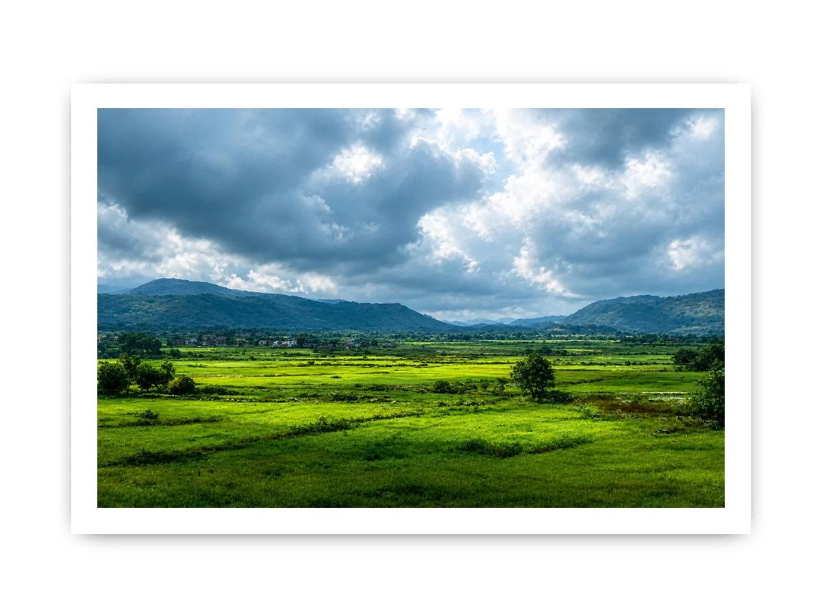 green valley landscape misty hills nature wall art calming countryside canvas