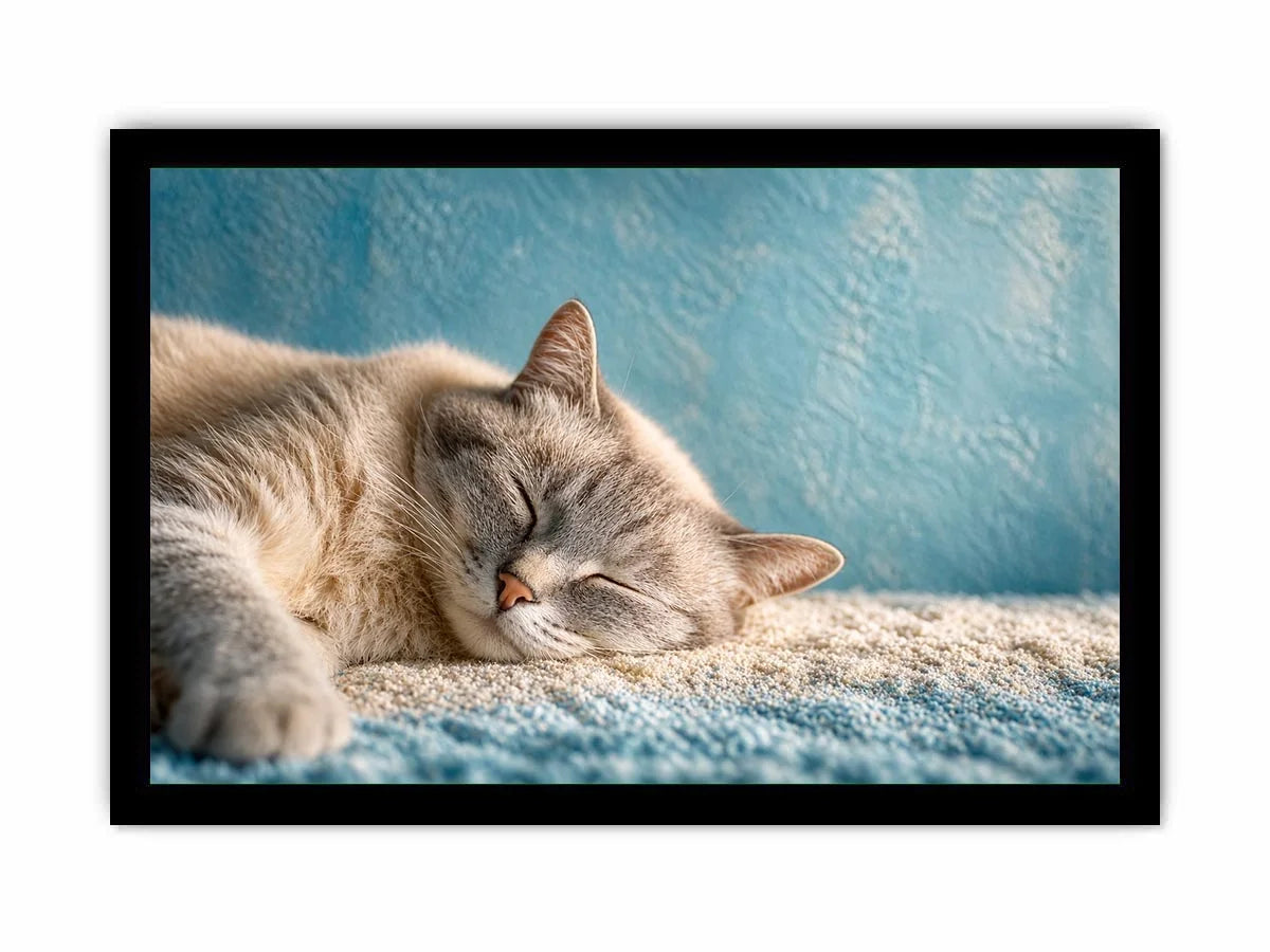 sleeping cat soft pastel cozy pet wall art calm home decor canvas