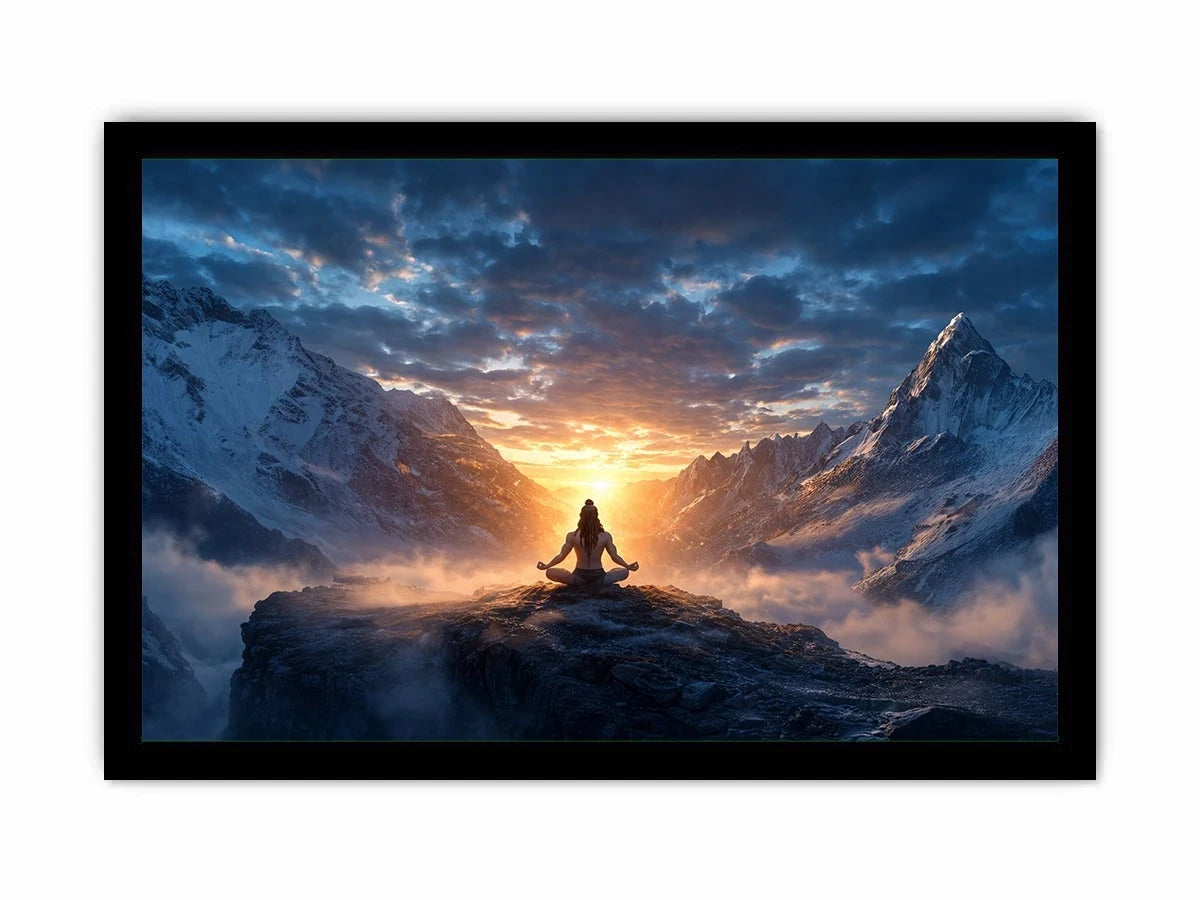 meditation mountain light spiritual zen wall art calm yoga decor canvas