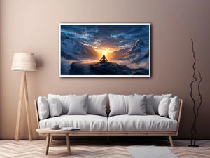 meditation mountain light spiritual zen wall art calm yoga decor canvas