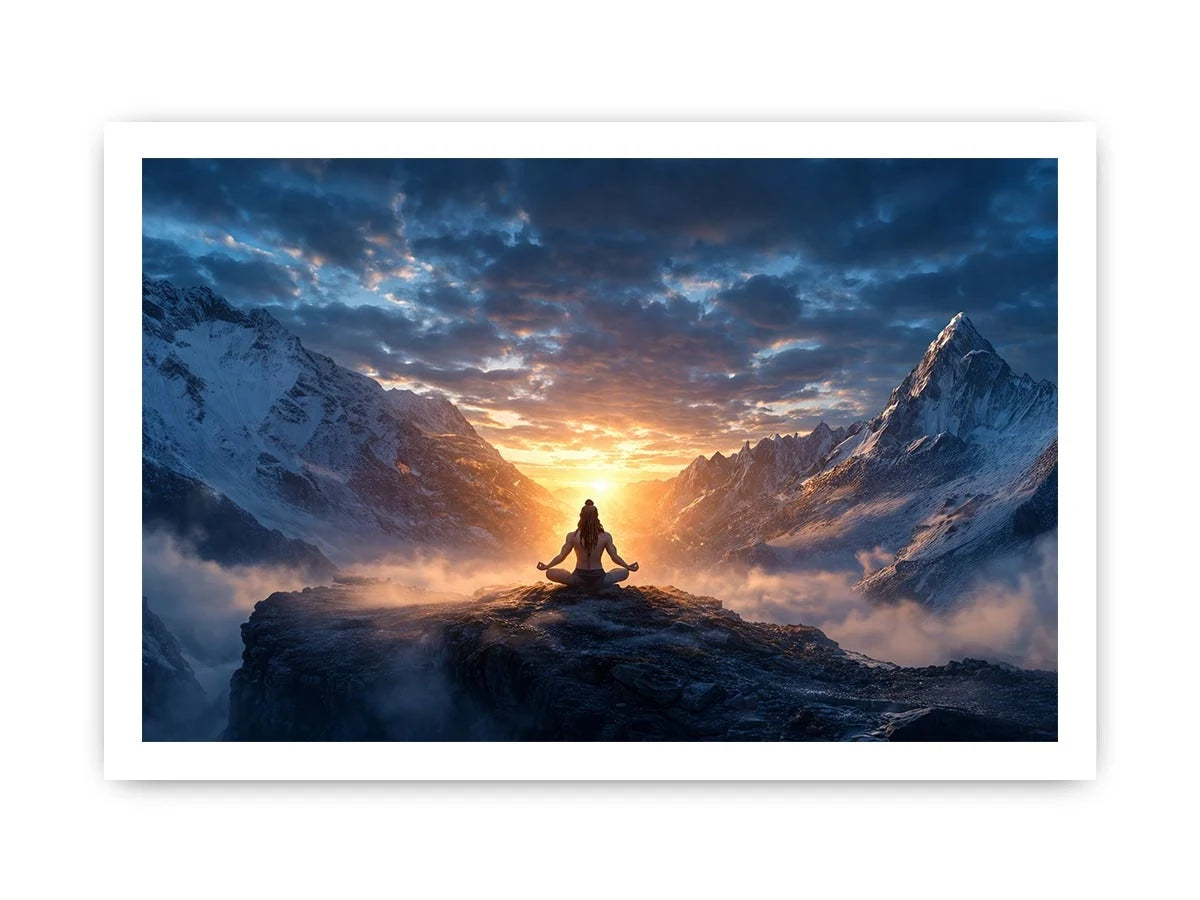 meditation mountain light spiritual zen wall art calm yoga decor canvas