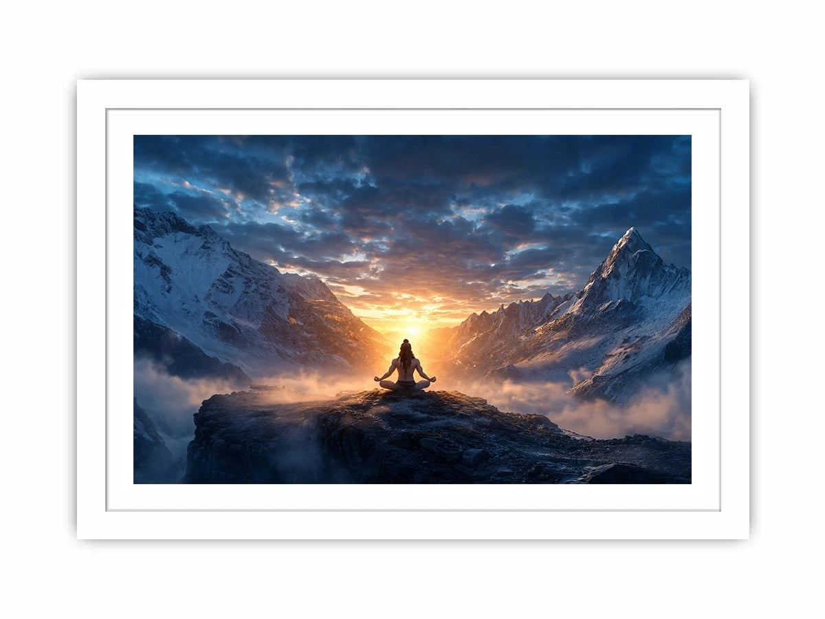 meditation mountain light spiritual zen wall art calm yoga decor canvas