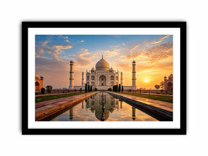 taj mahal sunrise reflection india architecture wall art luxury canvas decor