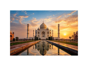taj mahal sunrise reflection india architecture wall art luxury canvas decor