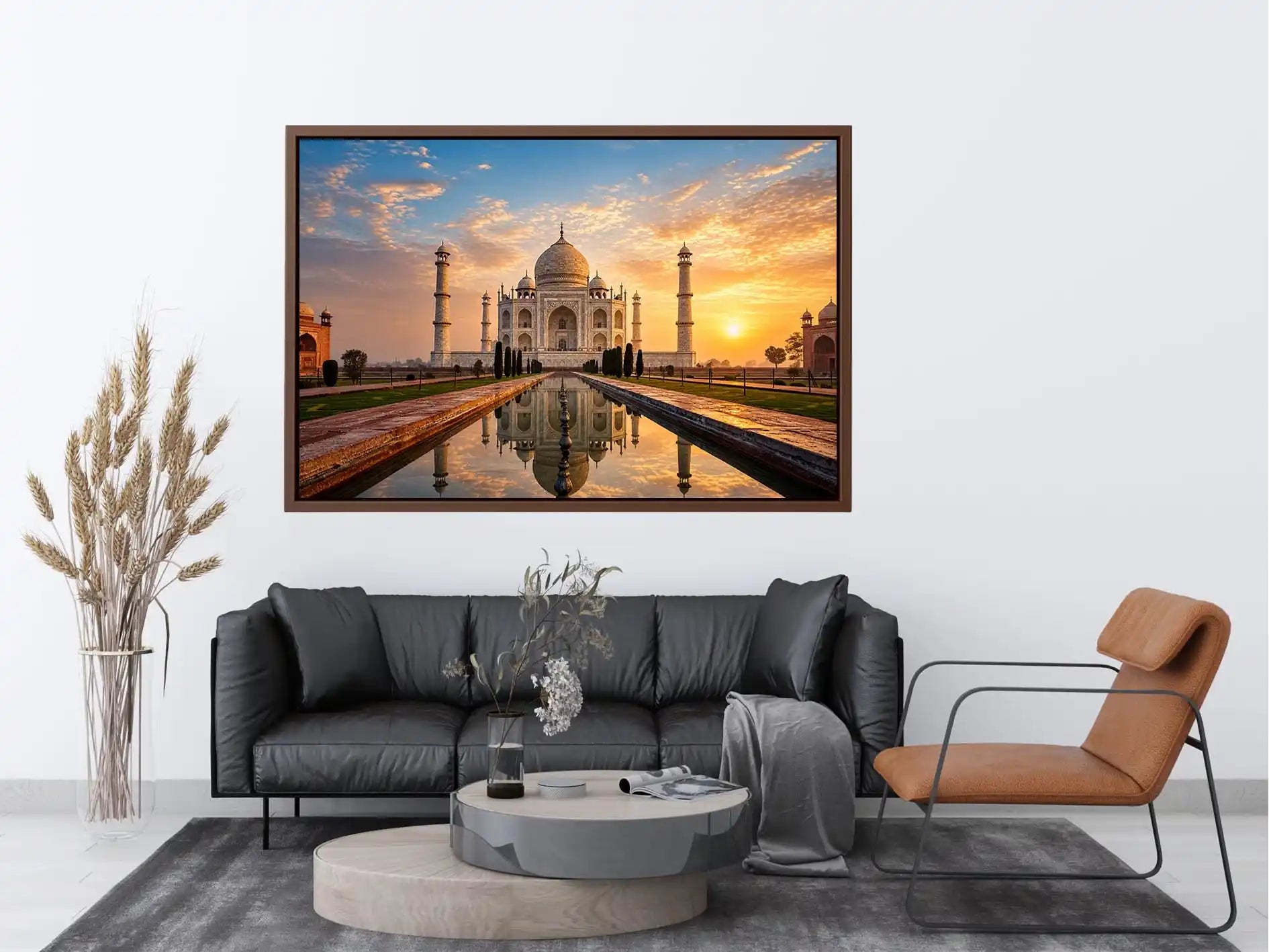 taj mahal sunrise reflection india architecture wall art luxury canvas decor