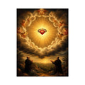 Sacred Heart of Jesus surrounded by angels in radiant heavenly clouds with glowing divine light renaissance style religious wall art canvas print