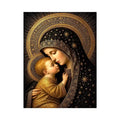 Madonna and Child wall art with golden halos black and gold religious canvas print