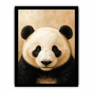 Cute panda portrait wall art canvas print with textured neutral modern animal artwork for serene luxury home decor