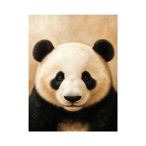 Cute panda portrait wall art canvas print with textured neutral modern animal artwork for serene luxury home decor