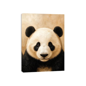 Cute panda portrait wall art canvas print with textured neutral modern animal artwork for serene luxury home decor
