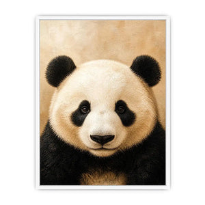 Cute panda portrait wall art canvas print with textured neutral modern animal artwork for serene luxury home decor