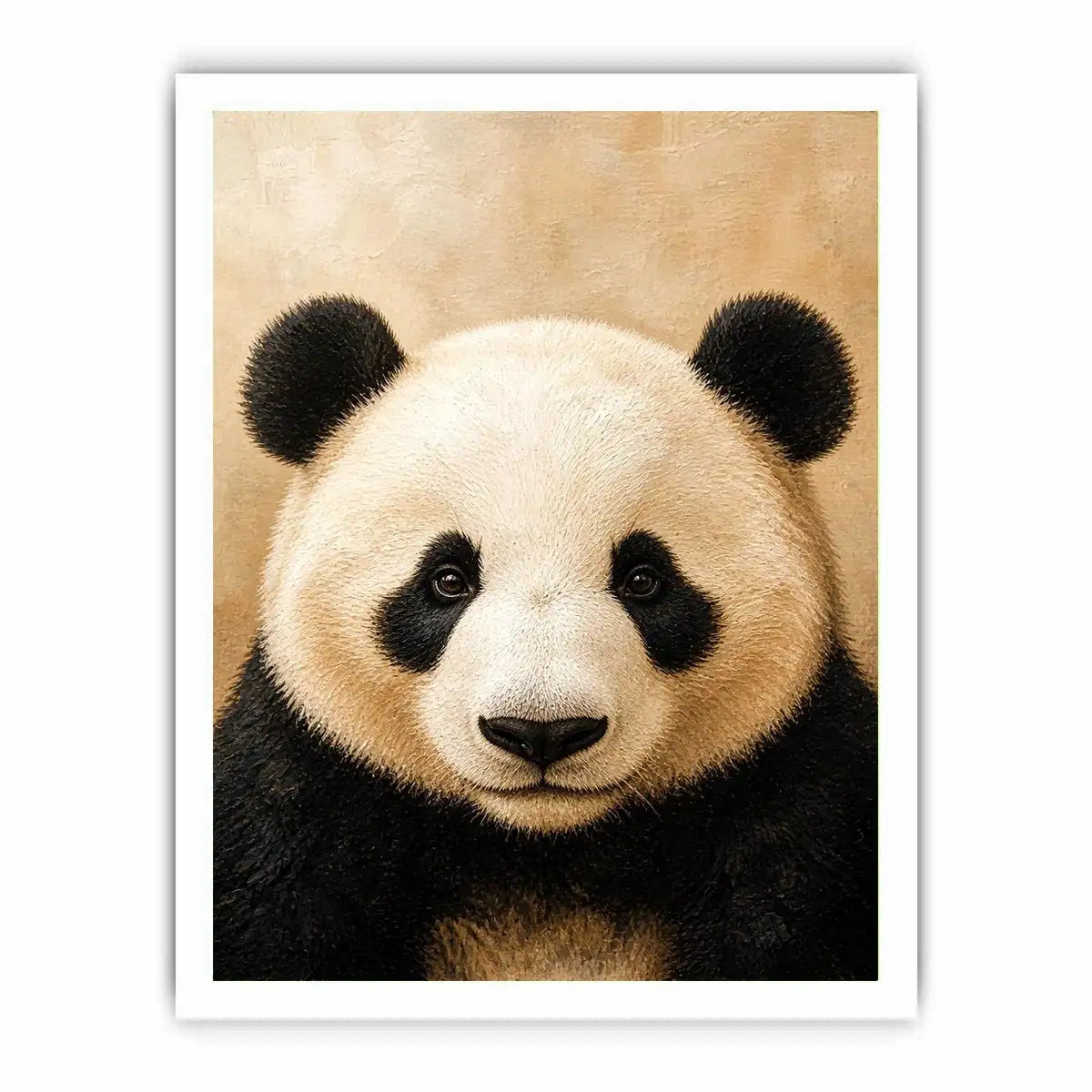 Cute panda portrait wall art canvas print with textured neutral modern animal artwork for serene luxury home decor