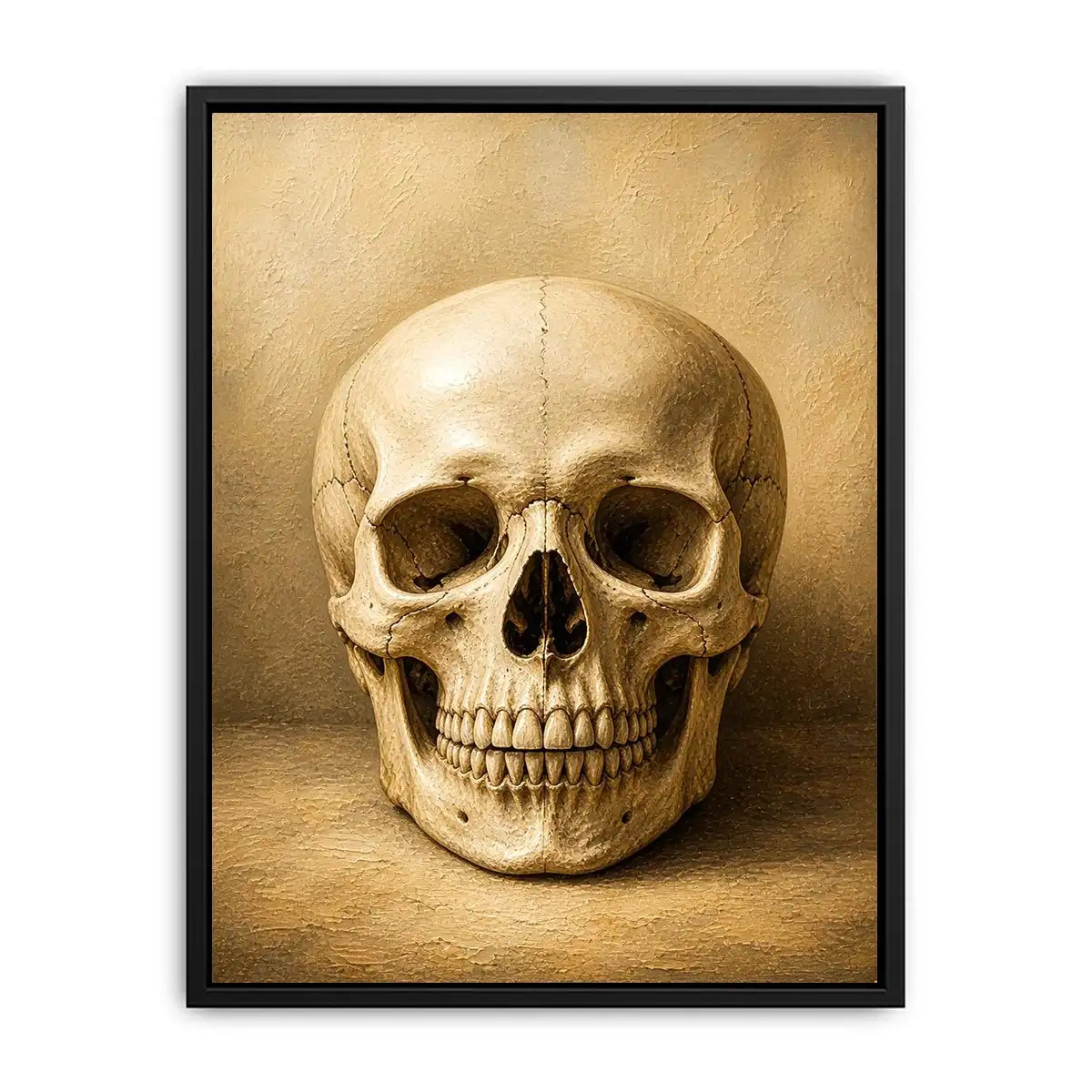Vintage skull wall art canvas print with neutral gothic anatomy illustration for dark academia and modern luxury decor
