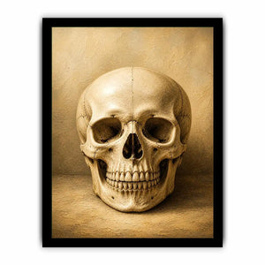 Vintage skull wall art canvas print with neutral gothic anatomy illustration for dark academia and modern luxury decor