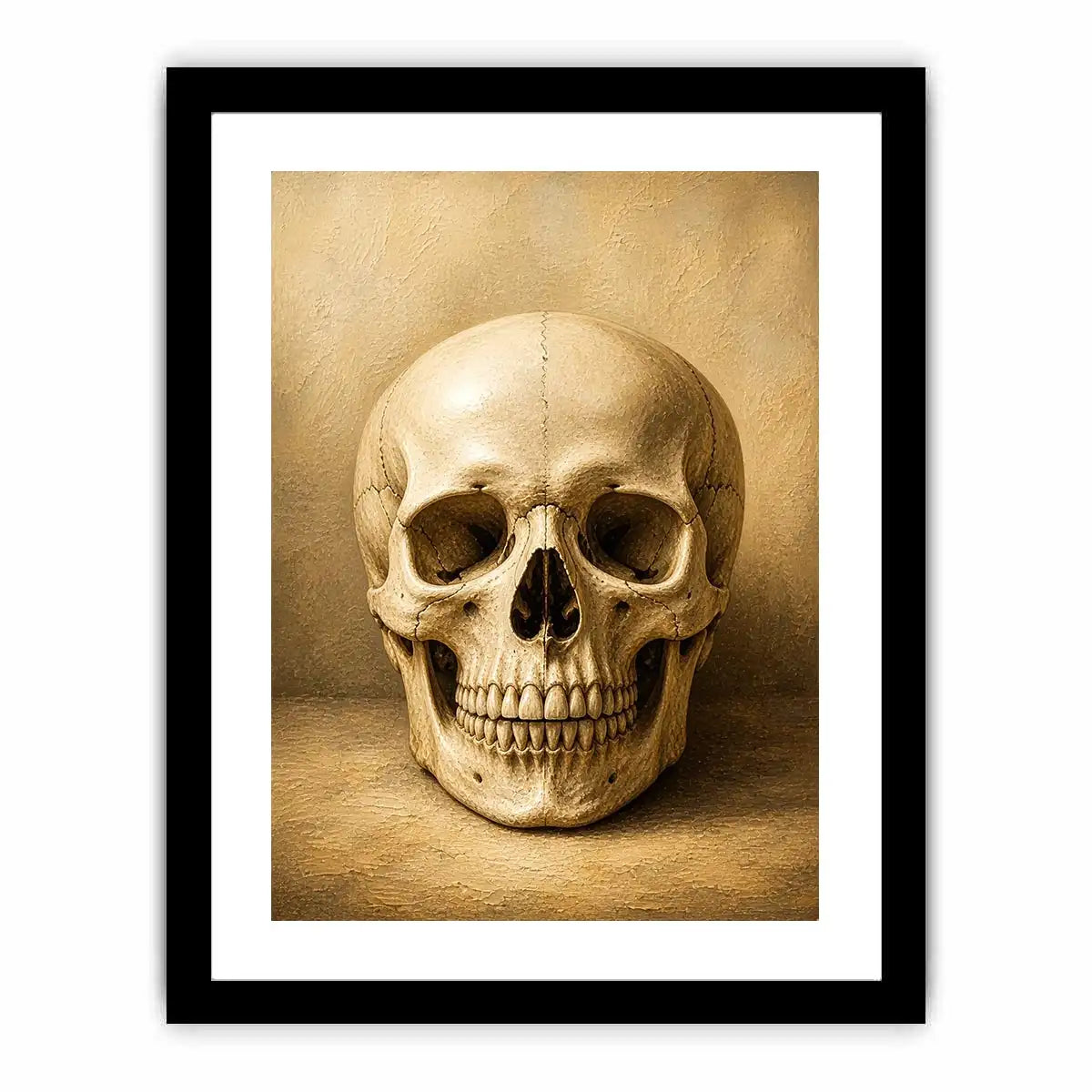Vintage skull wall art canvas print with neutral gothic anatomy illustration for dark academia and modern luxury decor