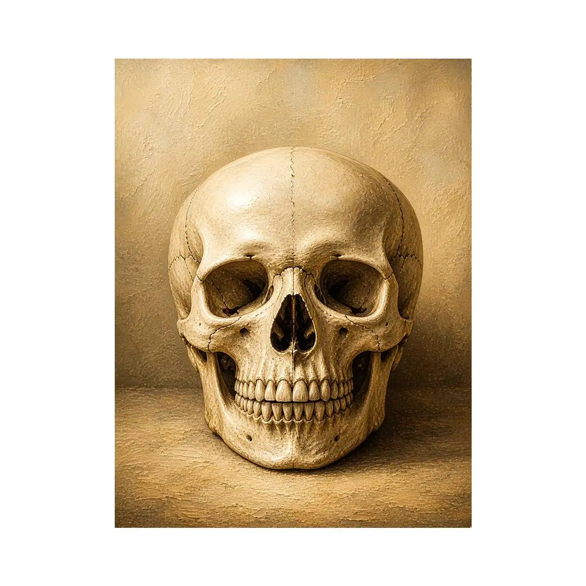 Vintage skull wall art canvas print with neutral gothic anatomy illustration for dark academia and modern luxury decor