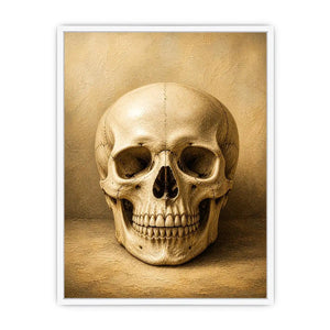 Vintage skull wall art canvas print with neutral gothic anatomy illustration for dark academia and modern luxury decor