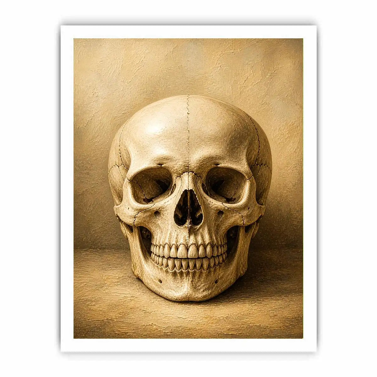 Vintage skull wall art canvas print with neutral gothic anatomy illustration for dark academia and modern luxury decor