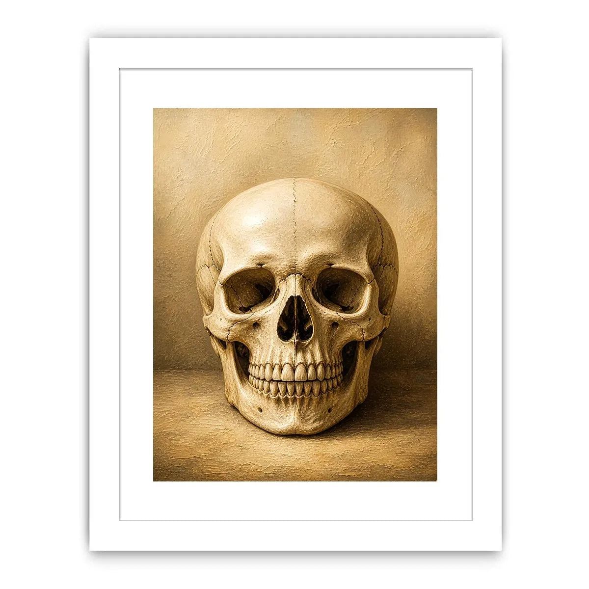 Vintage skull wall art canvas print with neutral gothic anatomy illustration for dark academia and modern luxury decor