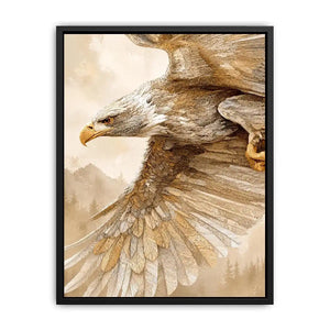 Majestic eagle wall art with intricate feather detail, warm neutral tones, and elegant contemporary nature inspired luxury canvas artwork