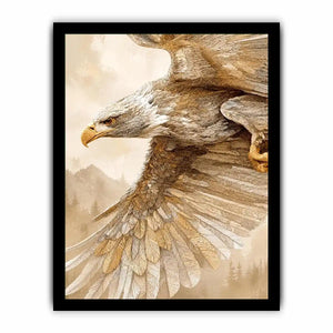 Majestic eagle wall art with intricate feather detail, warm neutral tones, and elegant contemporary nature inspired luxury canvas artwork