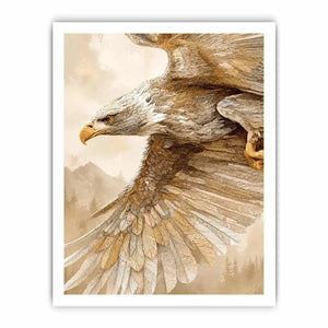 Majestic eagle wall art with intricate feather detail, warm neutral tones, and elegant contemporary nature inspired luxury canvas artwork