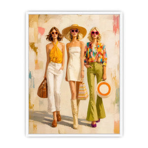 Contemporary fashion wall art featuring stylish women in colorful designer inspired outfits with expressive painterly textures and chic luxury aesthetics