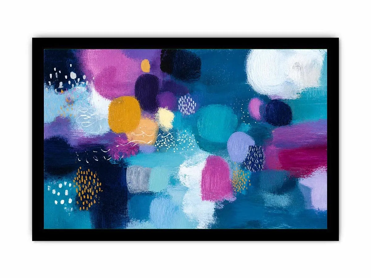 Modern colorful abstract wall art with blue teal pink and purple textured contemporary canvas painting