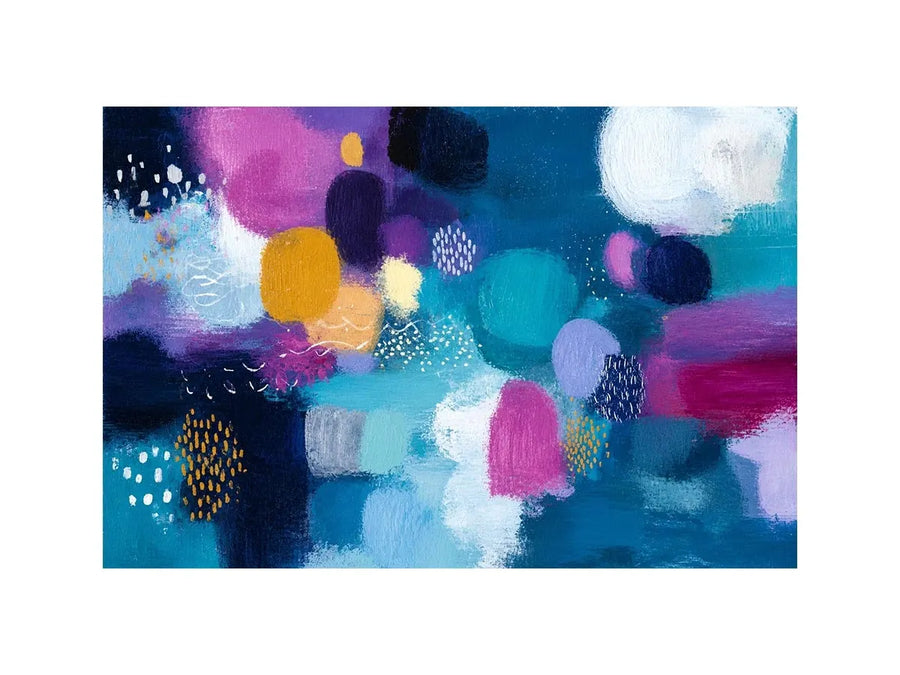 Modern colorful abstract wall art with blue teal pink and purple textured contemporary canvas painting