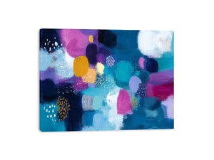 Modern colorful abstract wall art with blue teal pink and purple textured contemporary canvas painting