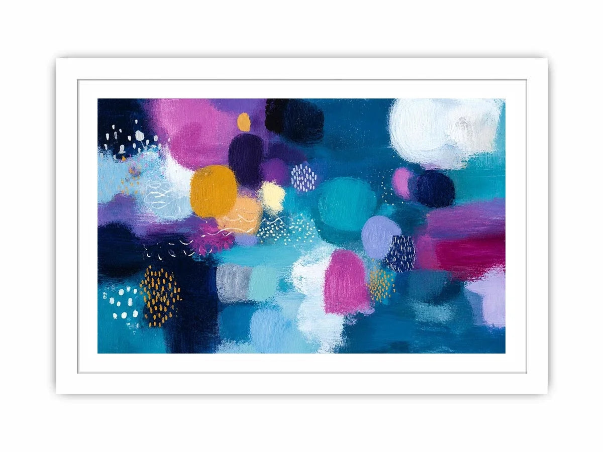 Modern colorful abstract wall art with blue teal pink and purple textured contemporary canvas painting