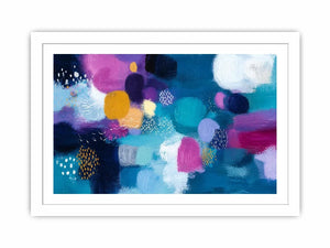 Modern colorful abstract wall art with blue teal pink and purple textured contemporary canvas painting
