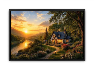 Golden Hearth Escape premium canvas wall art for modern home decor.