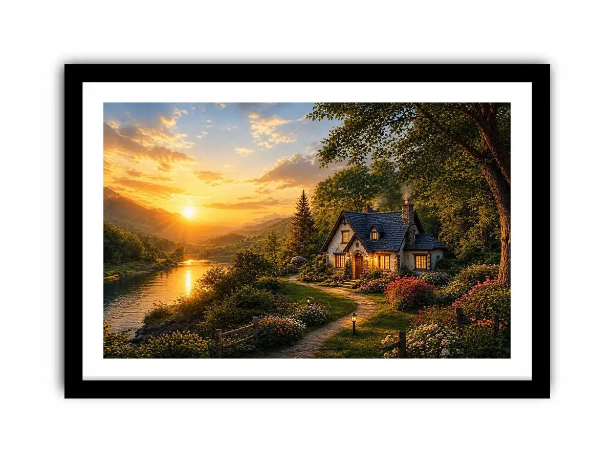 Golden Hearth Escape premium canvas wall art for modern home decor.