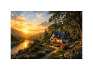 Golden Hearth Escape premium canvas wall art for modern home decor.