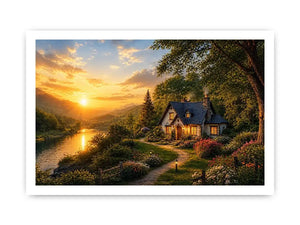 Golden Hearth Escape premium canvas wall art for modern home decor.