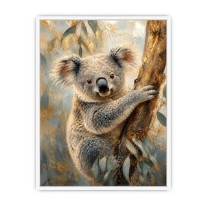 Golden Eucalyptus Glow premium canvas wall art for modern home decor.