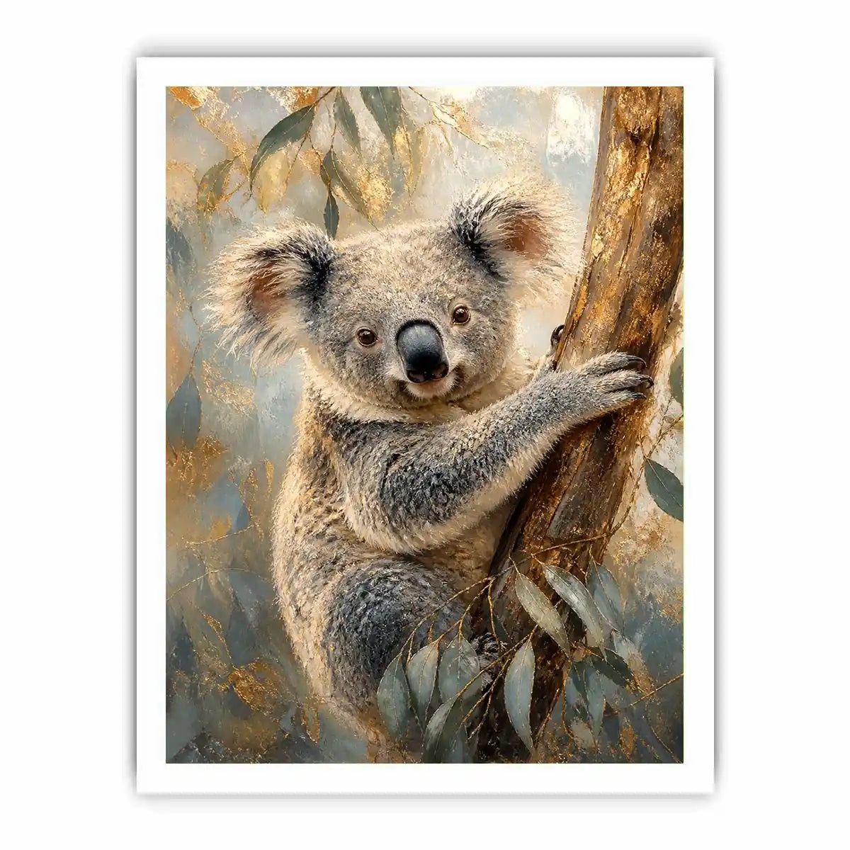 Golden Eucalyptus Glow premium canvas wall art for modern home decor.