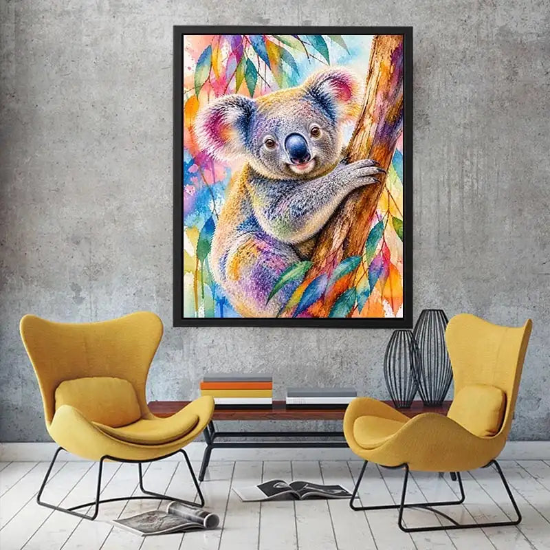 Rainbow Eucalyptus Dream premium canvas wall art for modern home decor.