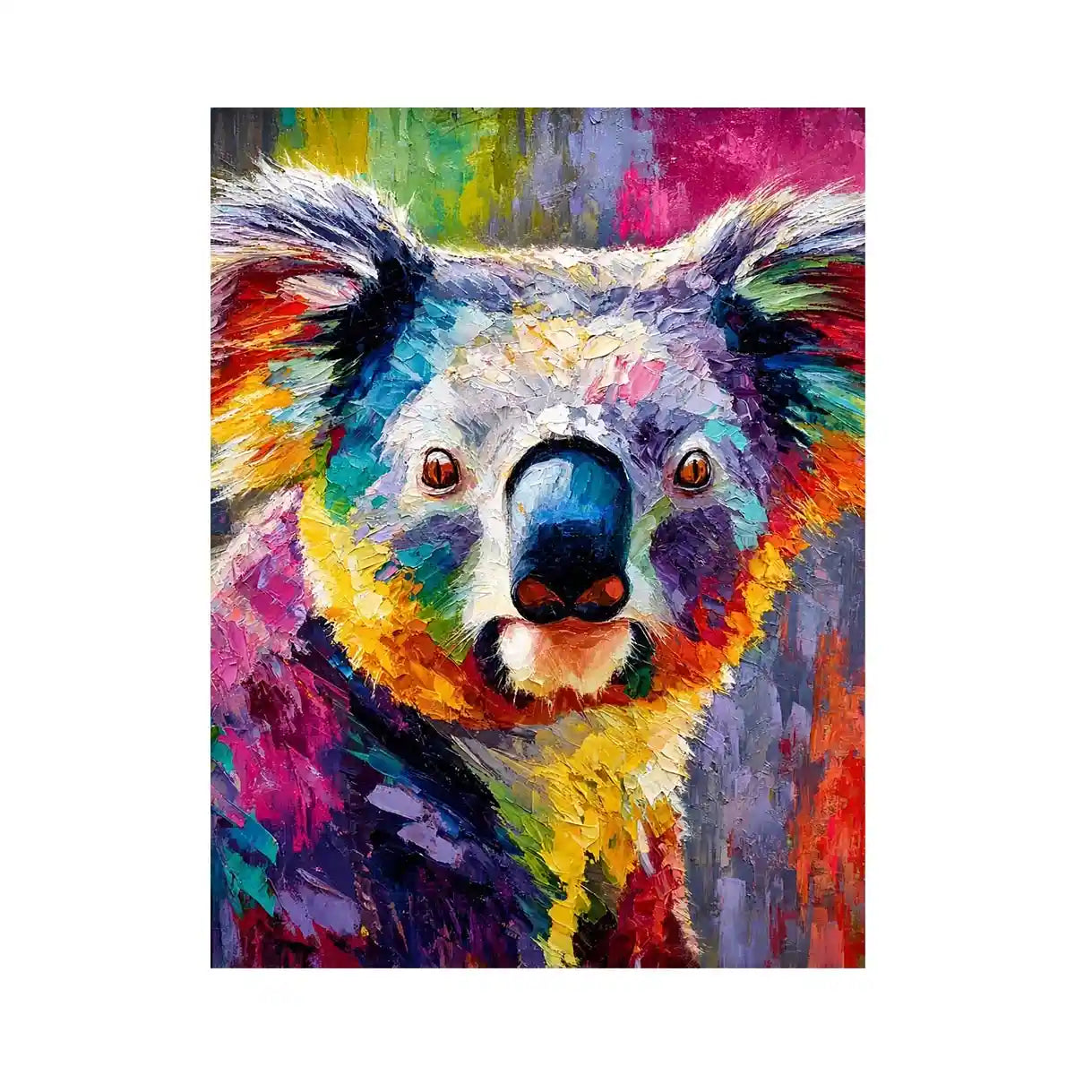 Prismatic Koala Muse premium canvas wall art for modern home decor.